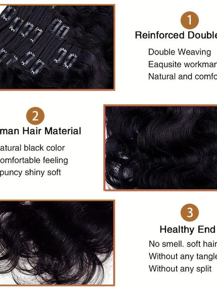KissICON KissIcon Remy Body Wave Clip In Hair Extensions