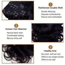 KissICON KissIcon Remy Body Wave Clip In Hair Extensions