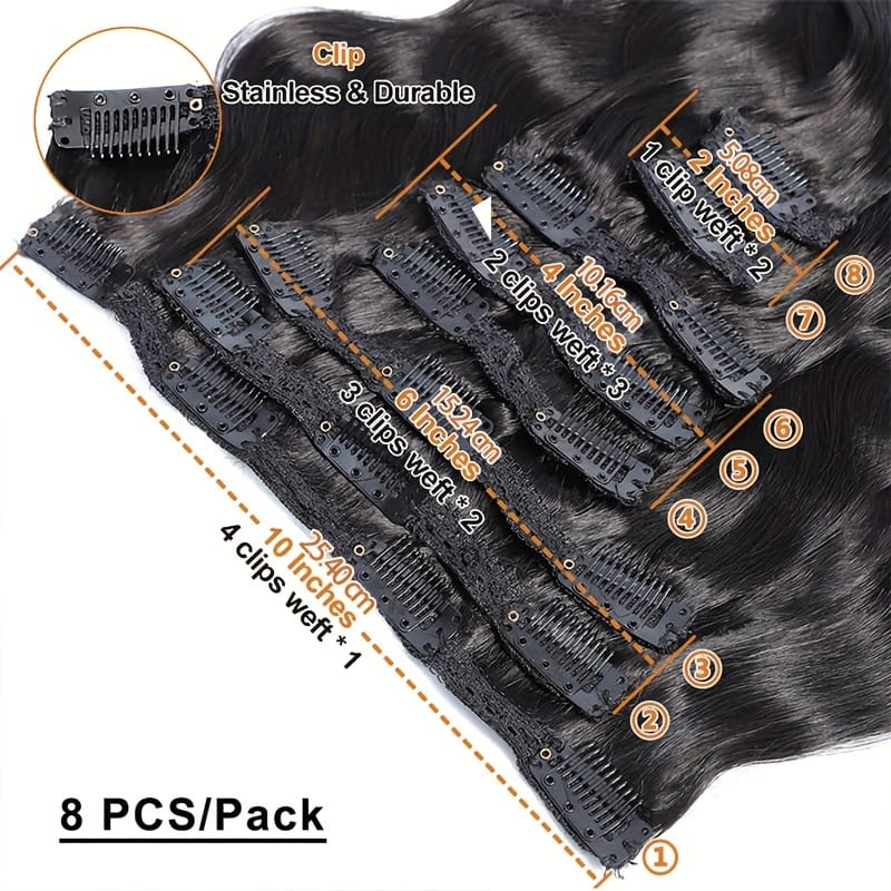 KissICON KissIcon Remy Body Wave Clip In Hair Extensions