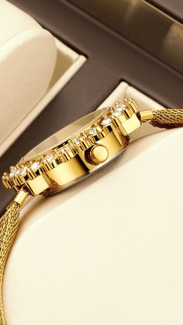 jkthpu-45 KissIcon Retro Skeleton Watch Gold Dial Black Strap - Chic