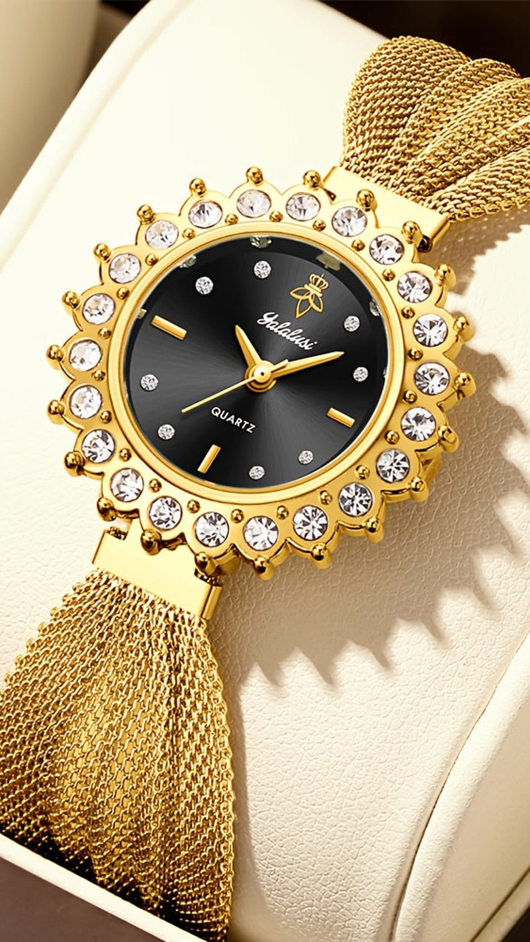 jkthpu-45 KissIcon Retro Skeleton Watch Gold Dial Black Strap - Chic