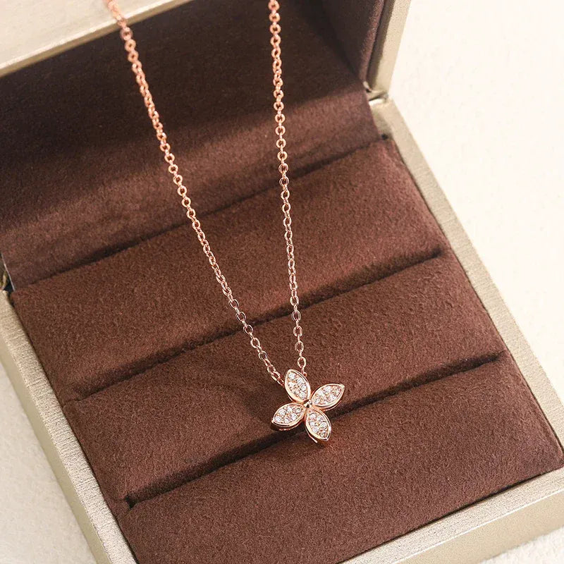 KissICON KissIcon Rose Gold Clover Necklace - Elegant Party Jewelry