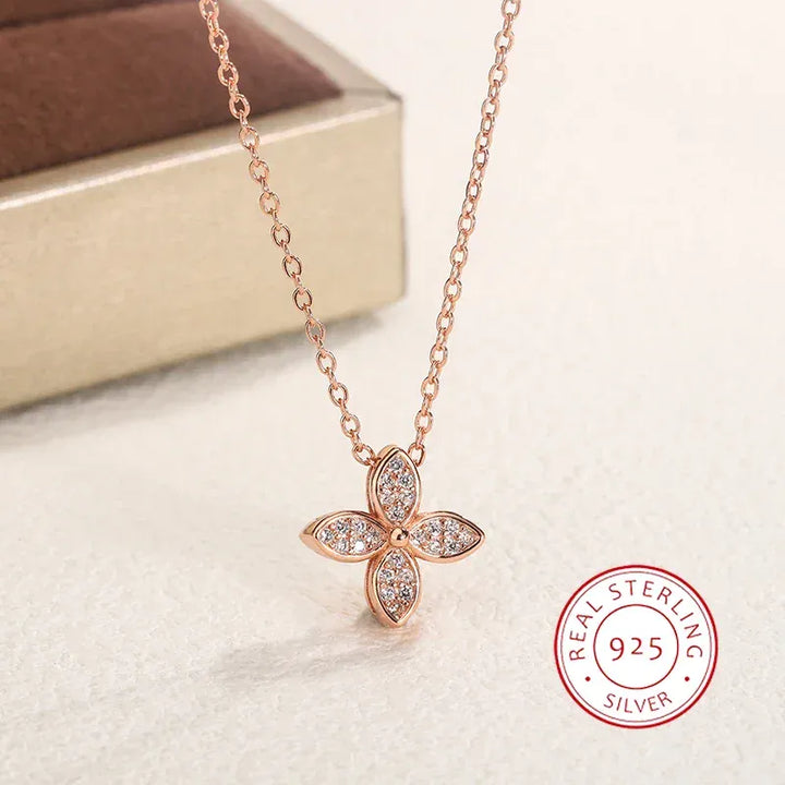 KissIcon Rose Gold Clover Necklace - Elegant Party Jewelry