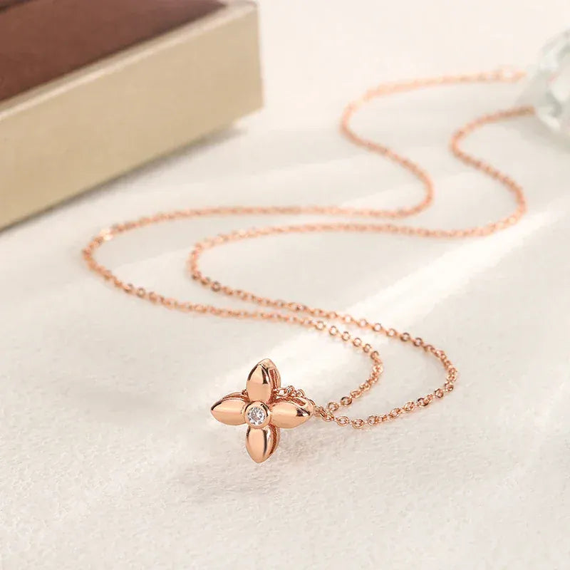 KissICON KissIcon Rose Gold Clover Necklace - Elegant Party Jewelry