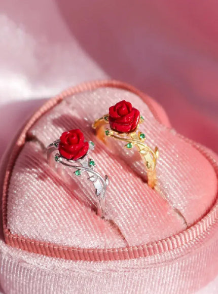 KissICON Kissicon Rose Ring – Gold Plated Red