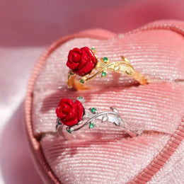 KissICON Kissicon Rose Ring – Gold Plated Red