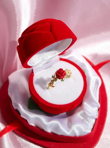 KissICON Kissicon Rose Ring – Gold Plated Red