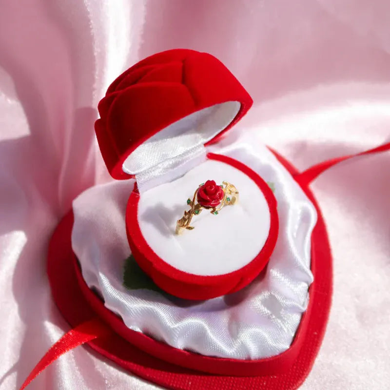 KissICON Kissicon Rose Ring – Gold Plated Red