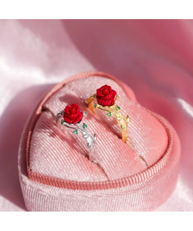 KissICON Kissicon Rose Ring – Gold Plated Red