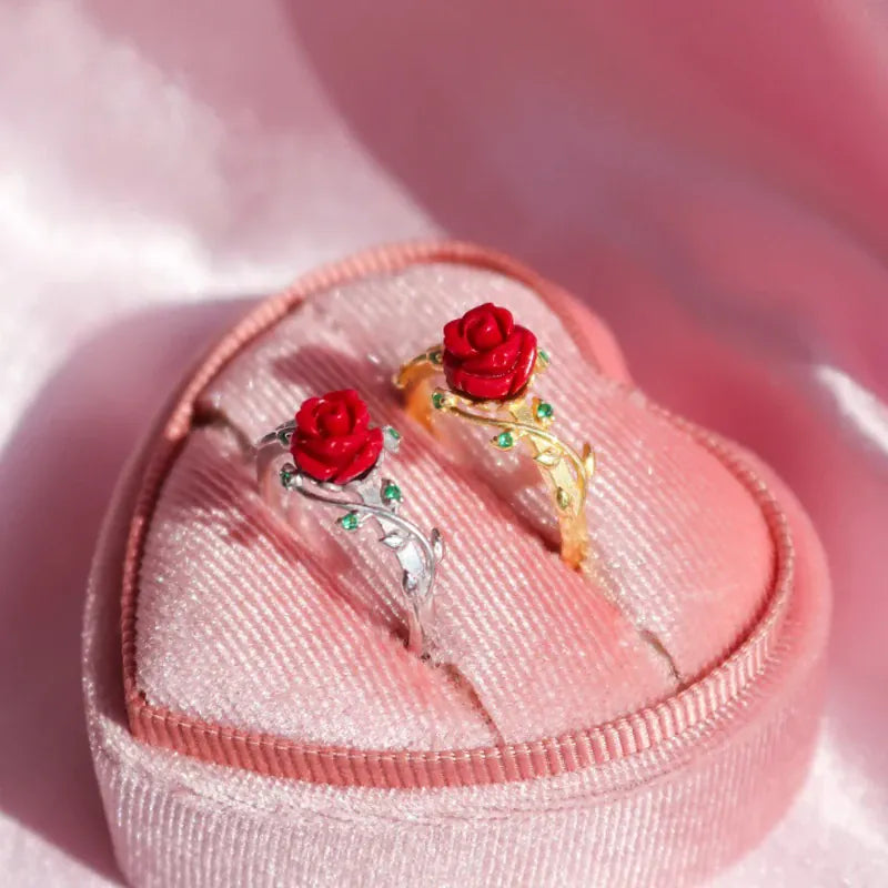 KissICON Kissicon Rose Ring – Gold Plated Red
