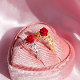 KissICON Kissicon Rose Ring – Gold Plated Red
