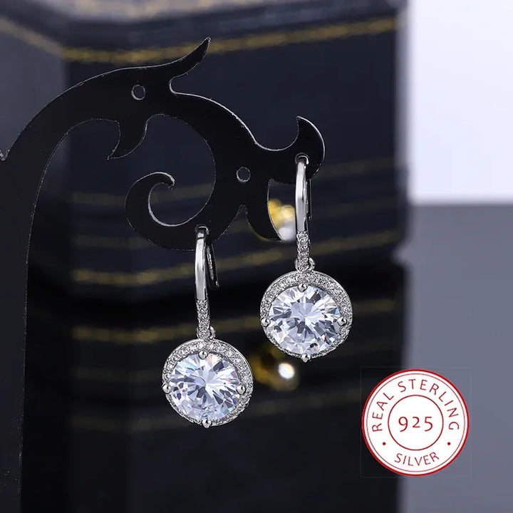 KissIcon S925 Silver Plated Crystal Earrings Wedding Ready