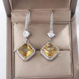 KissICON KissIcon S925 Silver Plated Earrings - Yellow CZ Dangle