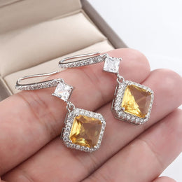 KissICON KissIcon S925 Silver Plated Earrings - Yellow CZ Dangle