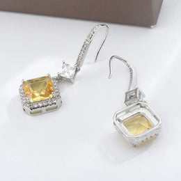 KissICON KissIcon S925 Silver Plated Earrings - Yellow CZ Dangle
