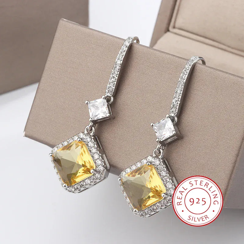 KissICON KissIcon S925 Silver Plated Earrings - Yellow CZ Dangle
