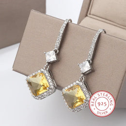 KissICON KissIcon S925 Silver Plated Earrings - Yellow CZ Dangle