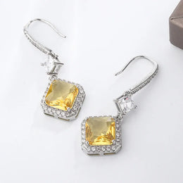 KissICON KissIcon S925 Silver Plated Earrings - Yellow CZ Dangle