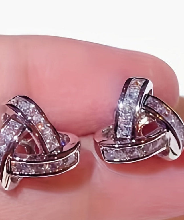 jkthpu-45 KissIcon Shining Geometric Zirconia Earrings Daily Wear