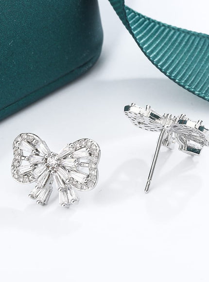 KissICON KissIcon Shiny Crystal Butterfly Stud Earrings - Zircon
