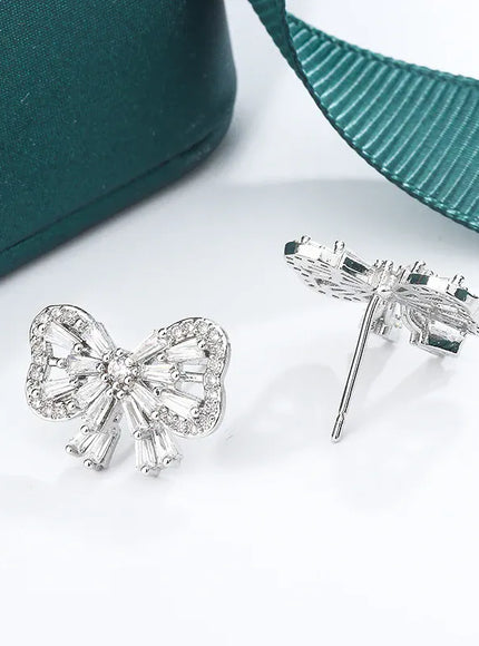 KissICON KissIcon Shiny Crystal Butterfly Stud Earrings - Zircon