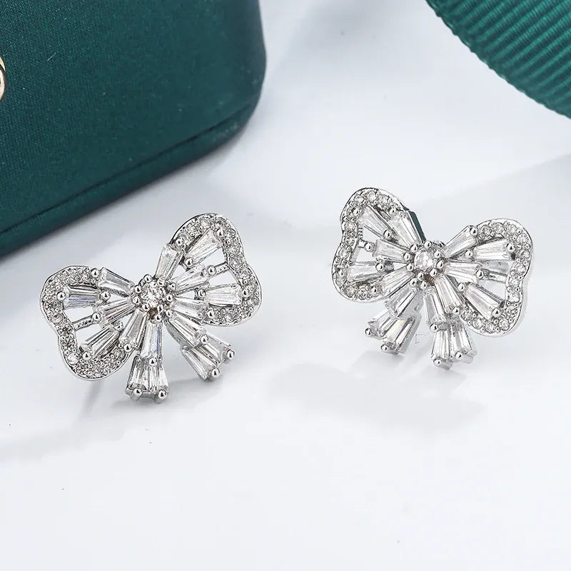 KissICON KissIcon Shiny Crystal Butterfly Stud Earrings - Zircon