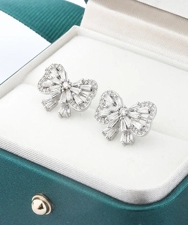 KissICON KissIcon Shiny Crystal Butterfly Stud Earrings - Zircon