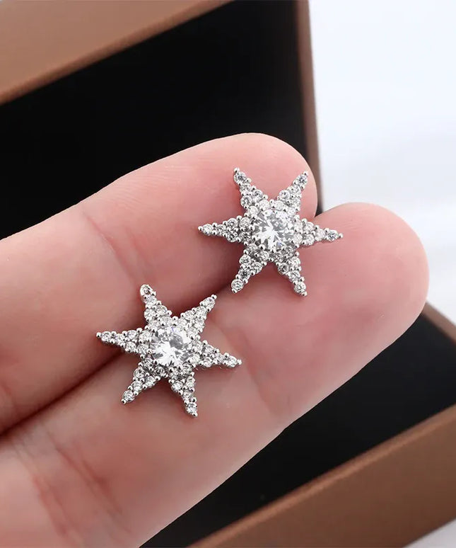 KissICON KissIcon Shiny Star Pentagram Stud Earrings - S925 Zircon