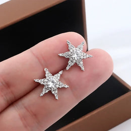 KissICON KissIcon Shiny Star Pentagram Stud Earrings - S925 Zircon