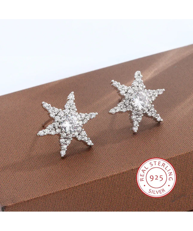 KissICON KissIcon Shiny Star Pentagram Stud Earrings - S925 Zircon