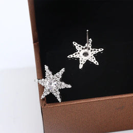 KissICON KissIcon Shiny Star Pentagram Stud Earrings - S925 Zircon