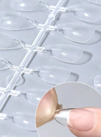 KissICON KissIcon Short Almond Nail Tips Clear Gel Press