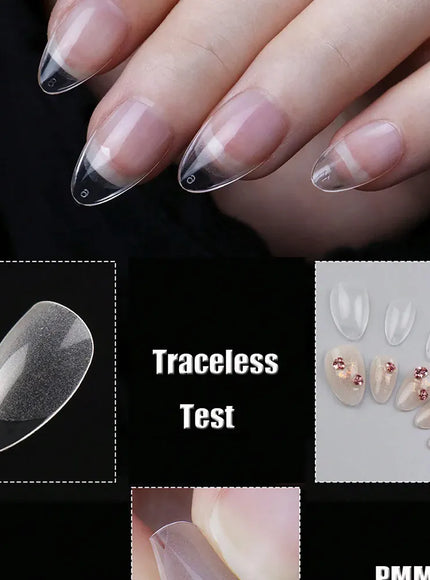 KissICON KissIcon Short Almond Nail Tips Clear Gel Press