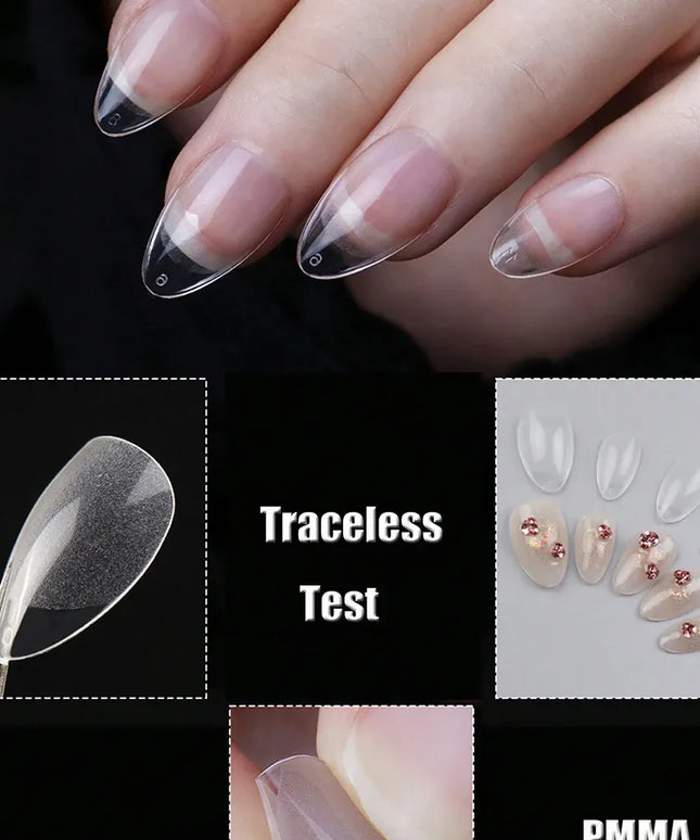 KissICON KissIcon Short Almond Nail Tips Clear Gel Press