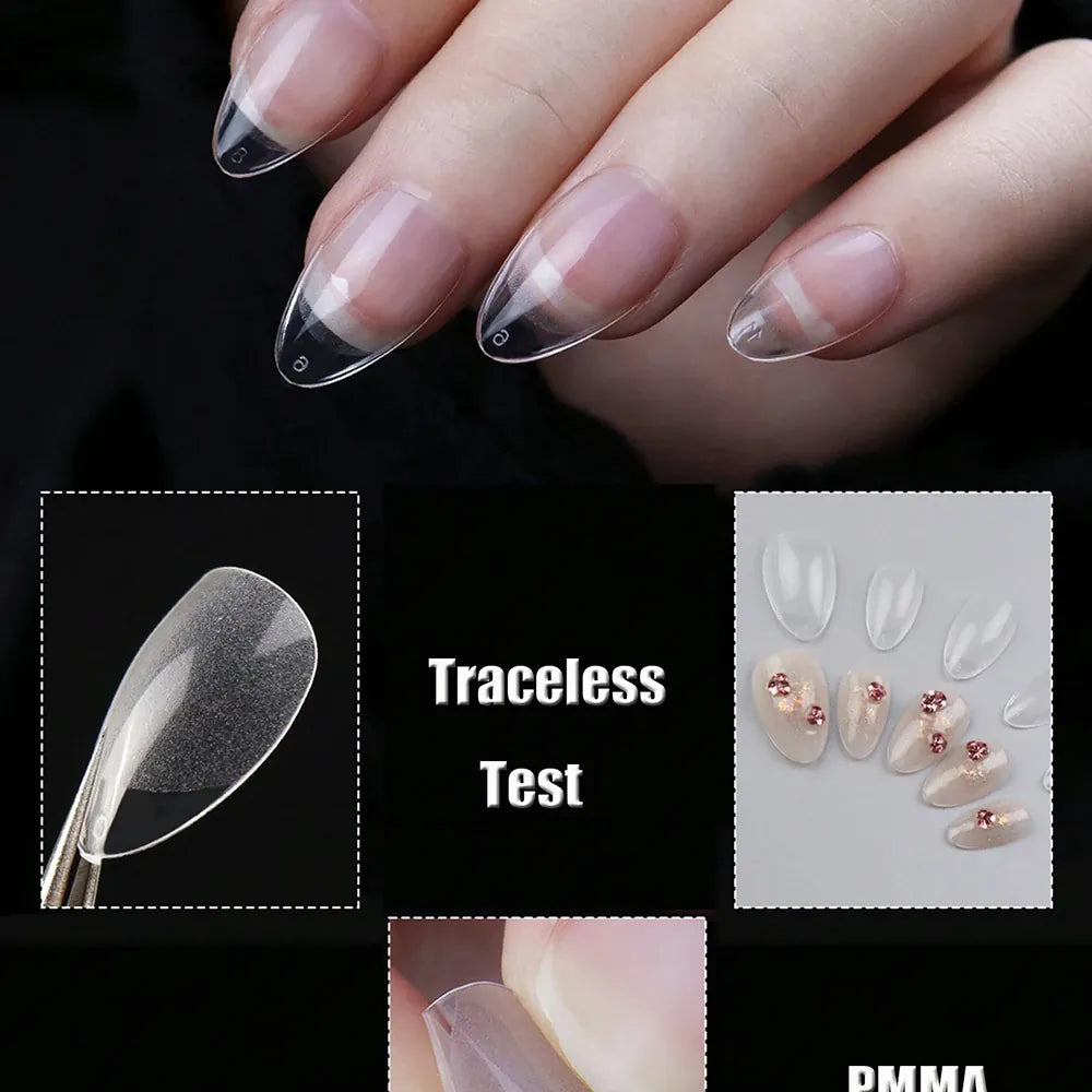 KissICON KissIcon Short Almond Nail Tips Clear Gel Press