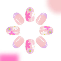 KissICON KissIcon Short Almond Press-On Nails Floral Tip -
