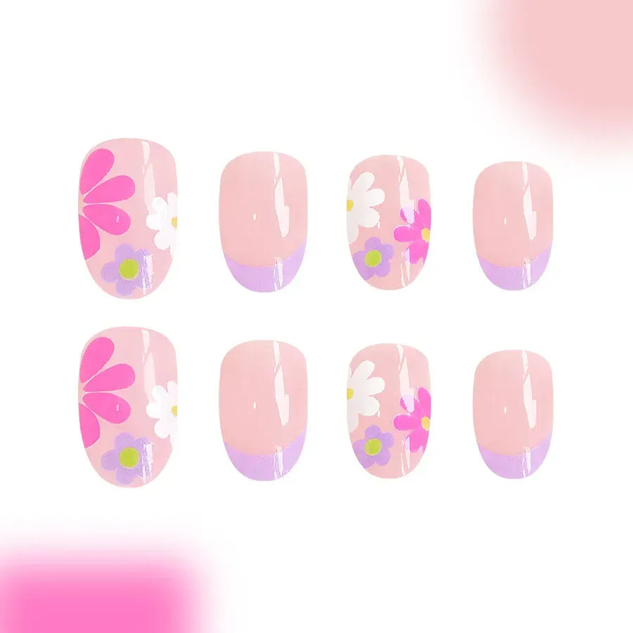 KissICON KissIcon Short Almond Press-On Nails Floral Tip -