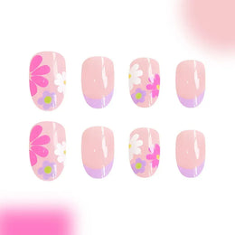 KissICON KissIcon Short Almond Press-On Nails Floral Tip -