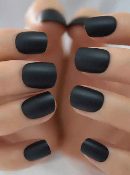 KissICON KissIcon Short Matte Black Press On Nails -