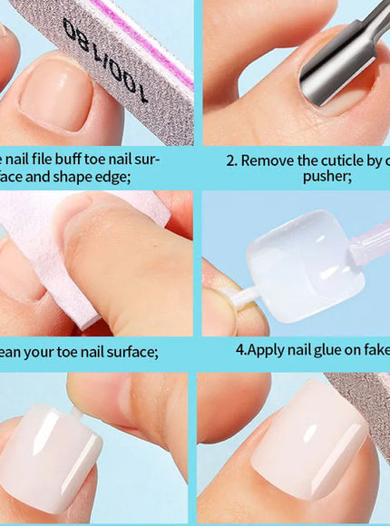 KissICON KissIcon Short Square Fake Toe Nails Box Natural
