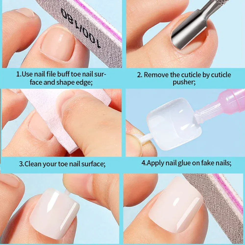 KissICON KissIcon Short Square Fake Toe Nails Box Natural