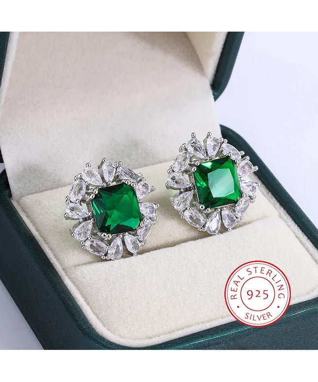 KissICON KissIcon Silver 925 Plated Earrings Green Zircon Shine