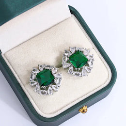 KissICON KissIcon Silver 925 Plated Earrings Green Zircon Shine