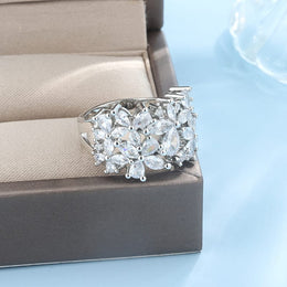 KissICON KissIcon Silver Petal Rotating Ring - Natural Zircon Glow