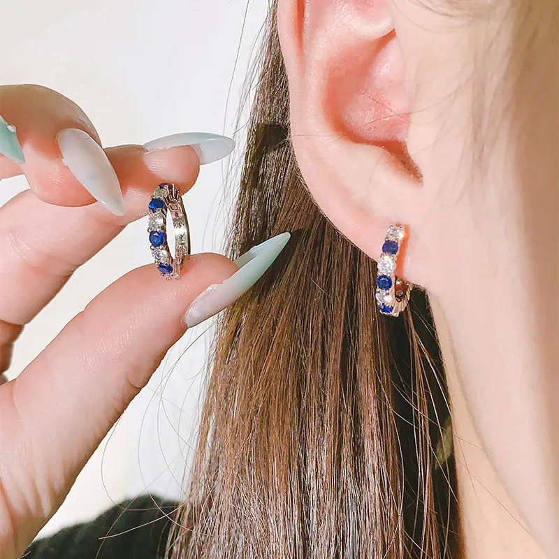 KissICON KissIcon Silver Plated Blue Zircon Stud Earrings - Party