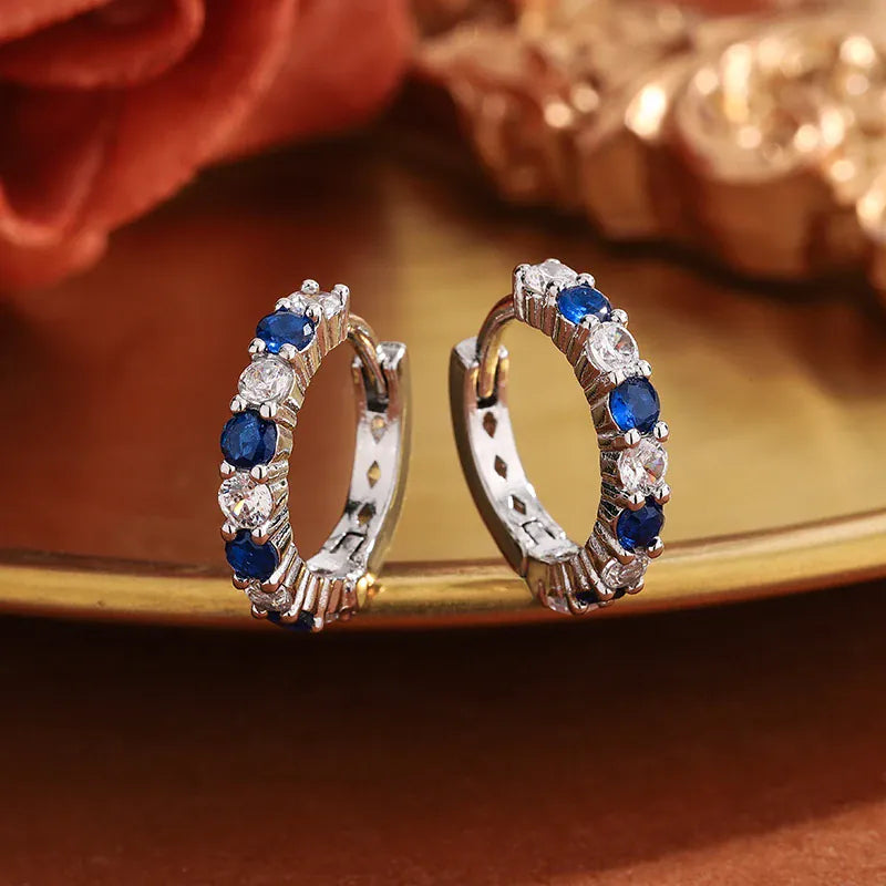 KissICON KissIcon Silver Plated Blue Zircon Stud Earrings - Party