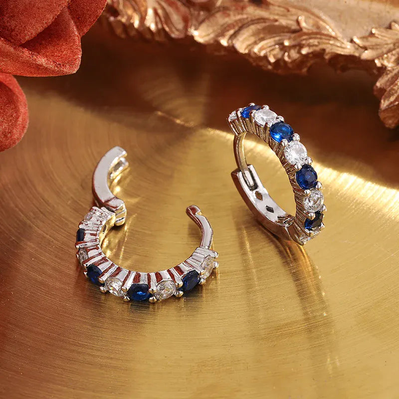 KissICON KissIcon Silver Plated Blue Zircon Stud Earrings - Party