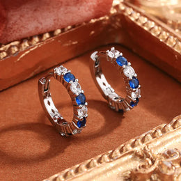 KissICON KissIcon Silver Plated Blue Zircon Stud Earrings - Party