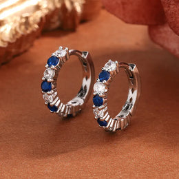 KissICON KissIcon Silver Plated Blue Zircon Stud Earrings - Party