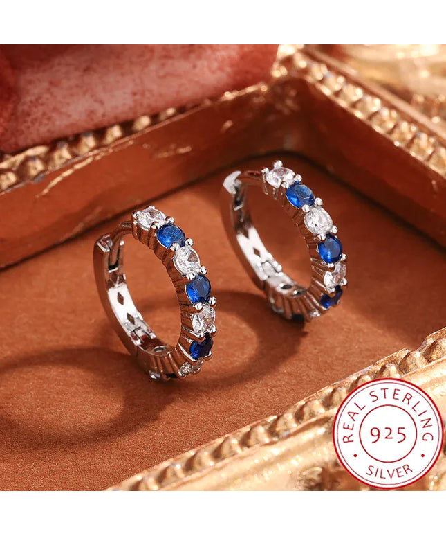KissICON KissIcon Silver Plated Blue Zircon Stud Earrings - Party
